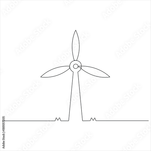 One continuous line drawing of wind turbines eco energy simple wind turbines power outline style illustration