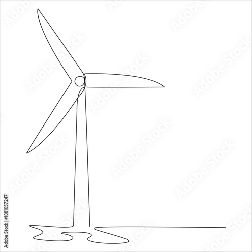 One continuous line drawing of wind turbines eco energy simple wind turbines power outline style illustration