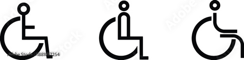 Set of handicapped accessibility icons representing wheelchair users and people with disabilities
