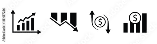 Set of diagram vector icons on white background