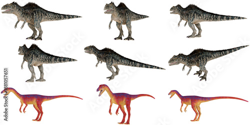 Collection of dinosaur models in various poses.