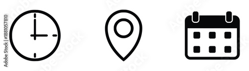 Time location calendar symbols set isolated vector