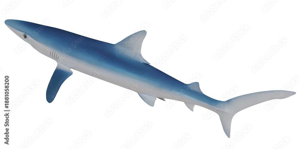 Fototapeta premium Blue shark model on a white background.