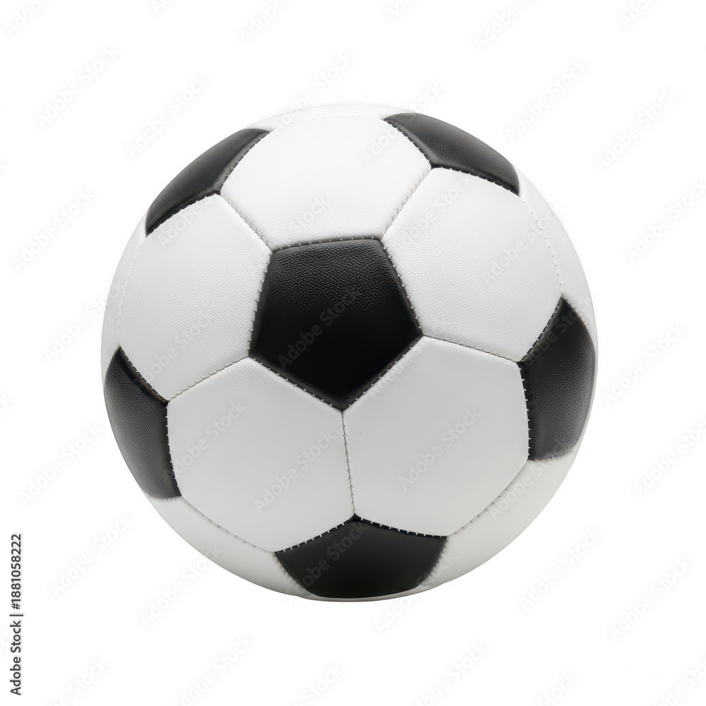 Fototapeta premium Classic black and white soccer ball isolated on transparent background