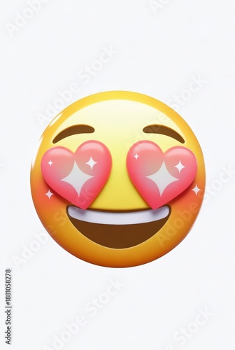 3D Heart Eyes Love Emoji Isolated on white background