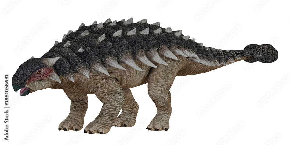 Fototapeta premium Realistic 3D model of an Ankylosaurus dinosaur.