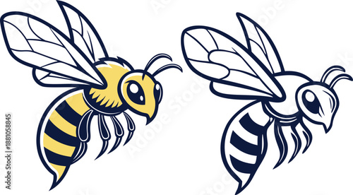 Cartoon bee, colorful insect vector illustration