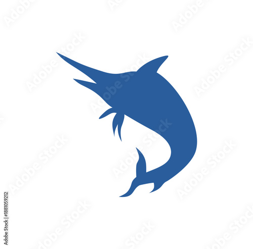 Ocean blue swordfish. Vector illustration.