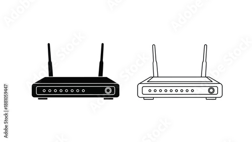 two wireless routers one filled and one outlined side by side
