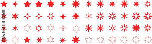 A seamless pattern featuring various red star shapes and sparkling designs ideal for festive projects on transparent background high-quality professional detailed modern elegant stylish clean