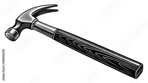 Claw hammer with wooden handle for construction and DIY projects