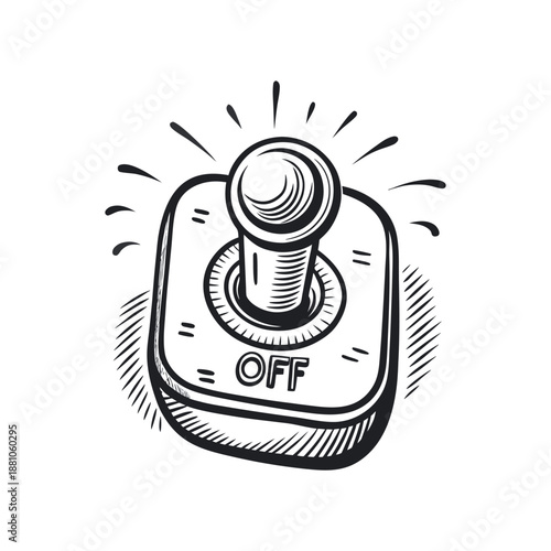 Hand-drawn off switch being turned on