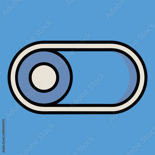 A simple toggle switch icon on a blue background
