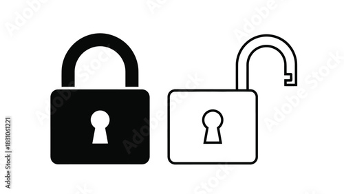 A visual comparison of a closed and an open padlock icon