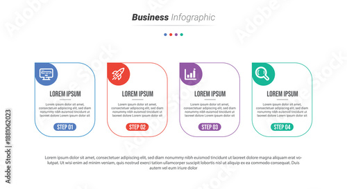 Stylish 4 steps business infographics template, Infographic 4 steps flowchart design, template, info graph template, Professional infographic template business, Infographic with innovative ideas.