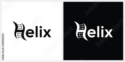word mark helix logo design template, genome dna genetic symbol icon vector