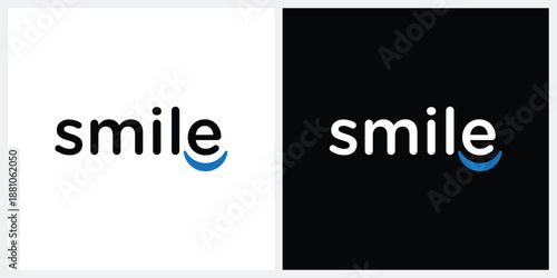 typography text smile logo design template, happy cute symbol concept