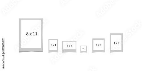 Common Photo and Paper Sizes Illustrated with Blank Frames