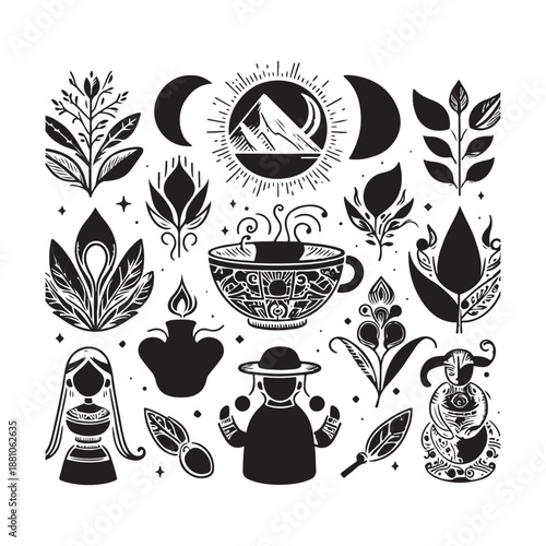 symbolic mountain ceremony doodles