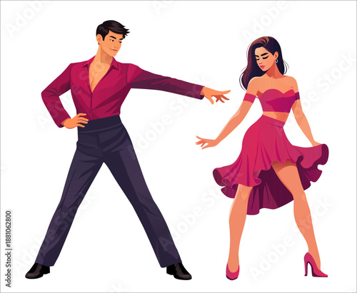 Latin Dance Couple Vector Illustration for Dance Classes, Workshops and Social Media Promotion