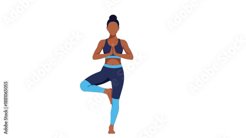 Woman practicing yoga in tree pose showcasing fitness wellness and mindful movement