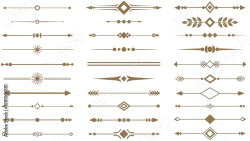 A collection of decorative horizontal line dividers and text separators with various geometric and ornate designs.