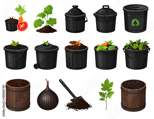 Compost stages scraps to plants in containers