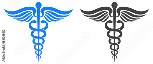 Caduceus medical symbol, snakes with wings, medicine icon