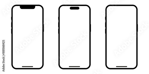 Smartphone frame mockup set, modern mobile screen template