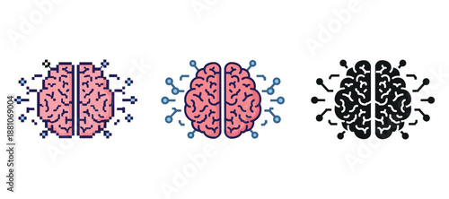 Digital and neural brain icons representing technology and innovation