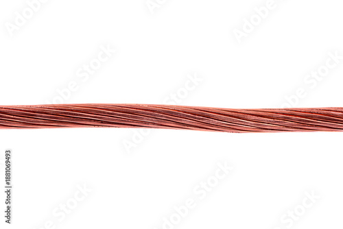 Vászonkép Close-up of stranded copper wires twisted together forming an electrical conductor, isolated on a white background
