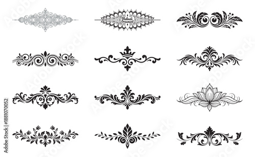 A collection of elegant and ornamental vintage scroll page dividers and borders