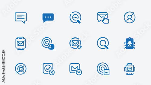 Set of various blue icons for web and application design