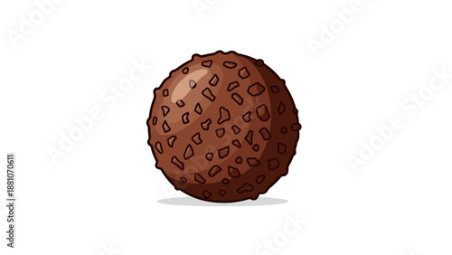 Delicious homemade chocolate truffle or cocoa ball vector illustration, a sweet confectionery delight with rich texture, perfect for dessert menus, bakery, and snack designs