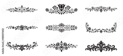 A collection of ornate floral and classical decorative elements for design