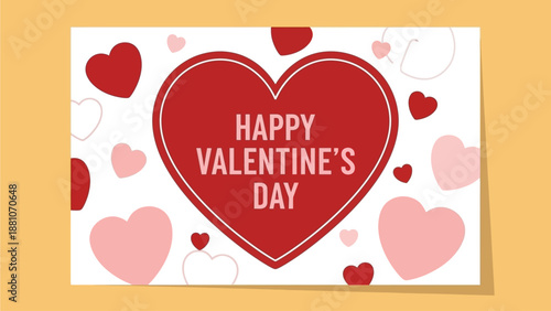 Romantic Heartfelt Valentine's Day Greeting Card Design with Love Symbols and Festive Celebration Message