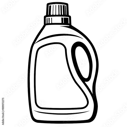 Laundry Detergent Bottle Icon Vector - Plastic Jug Container for Liquid Soap and Fabric Softener. Household cleaning supply illustration for laundry services and domestic chores.