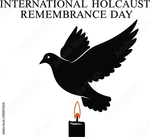 A dove hovers above a single lit candle for a Remembrance Day event.