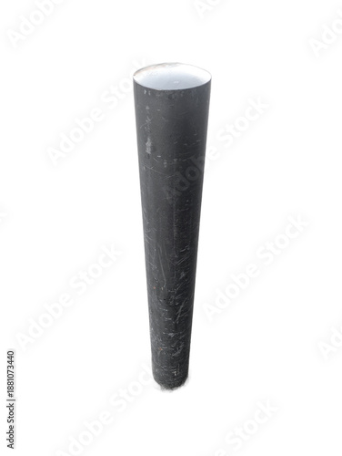 Transparent Background PNG - High-Quality Industrial Black Metal Traffic Bollard Pole for Urban Street Safety and Parking Control, Realistic Texture with Polished Silver Top Reflective Finish.