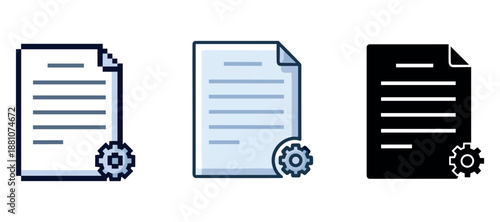 Document icons with gear symbol indicating settings and configuration