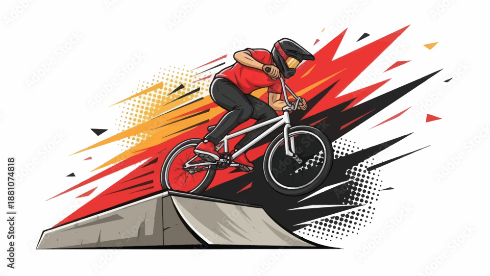 Obraz premium Bmx rider performing stunt on ramp illustration vector design