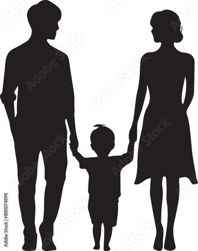 Silhouette images of familly illustration