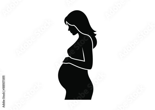 Pregnant woman silhouette with white outline