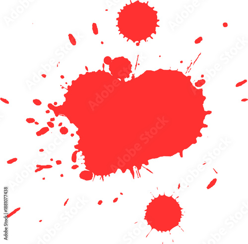 horror abstract silhouette red paint splash, blood stain isolated on blank space. Red dripping paint or blood vector blood splatter isolated Blood splash on white background, multi shot Blood drops.