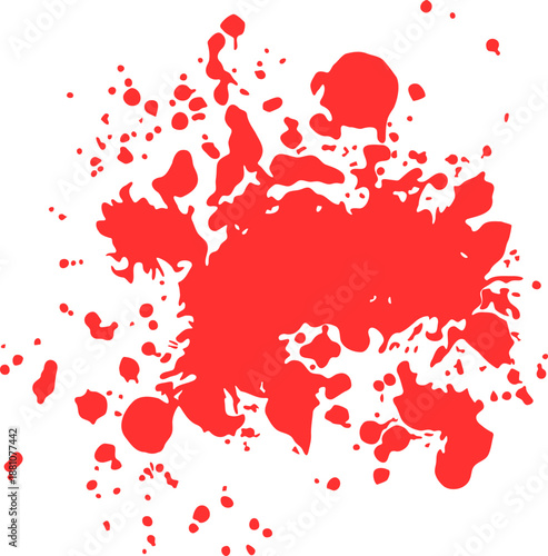 horror abstract silhouette red paint splash, blood stain isolated on blank space. Red dripping paint or blood vector blood splatter isolated Blood splash on white background, multi shot Blood drops.