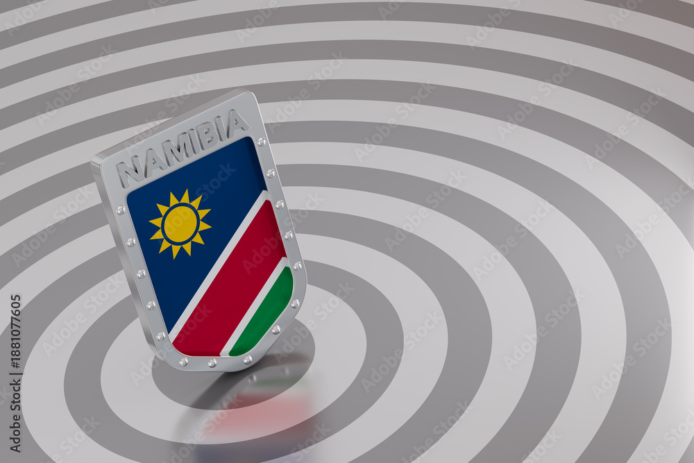 Naklejka premium Namibia national flag on metallic shield security concept