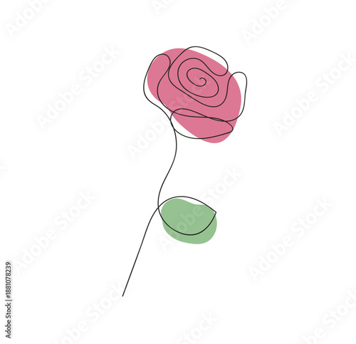 Line design rose icon. Vector illustration