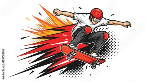 Skateboarder performing a trick vector illustration graphic design isolated