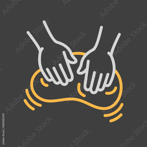 Hands Kneading Dough for Baking