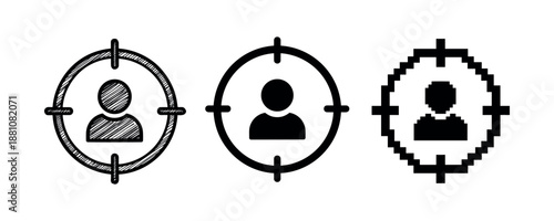 Focus target icons: three distinct crosshair styles for precision and design